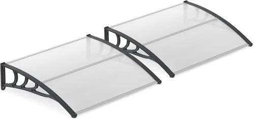 Vista 16 de Tangkula Paquete de 2 toldos de ventana de 30 x 39 pulgadas, toldo moderno de policarbonato para puerta superior con hoja hueca para protección