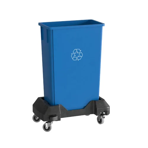 Vista 45 de Bote de basura Slim Jim negro de 23 galones con carrito