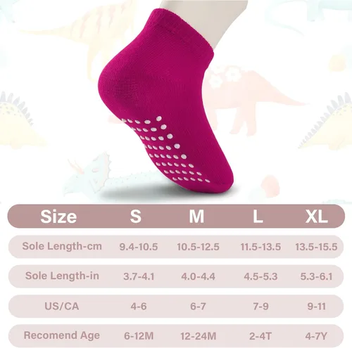 Vista 4 de 12 pares de calcetines de algodón antideslizantes para bebés, calcetines tobilleros para bebés y niños pequeños