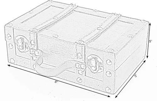 Vista 3 de Vintiquewise (TM). Caja decorativa pequeña con forma de velís antigua con correas.
