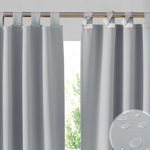 Vista 33 de RYB HOME Cortinas para Exteriores para Patio - 2 Paneles Cortinas para Exteriores Desmontables con Parte Superior Adhesiva Impermeables Opacas