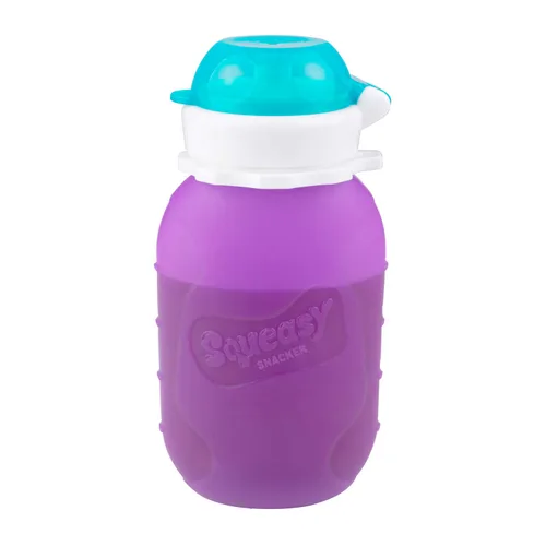 Vista 23 de Aqua 3.5 oz Squeasy Snacker - Bolsa de comida reutilizable de silicona a prueba de derrames - para alimentos blandos y líquidos - Agua, salsa