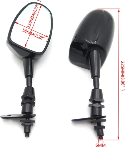 Vista 6 de Mini espejo de carreras para motocicleta KAWASAK Ninja 500 Zzr600 636 Zx6Rr Zx750 Zx7R Zx9R Negro