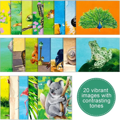 Vista 4 de Teling 20 piezas de productos de demencia para ancianos reutilizables para garabatos de agua con 1 pincel de pintura, tema animal, dibujo