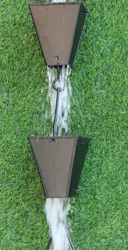 Vista 8 de KAM Home - Cadena de lluvia de copas cuadradas cónicas de bronce con kit de instalación (negro, 8.5)