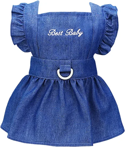 Vista 7 de Vestido para perro, falda de lujo, ropa de princesa, vestidos de boda, noche, falda tutú, falda de mezclilla para perro pequeño, niña, azul claro, XS