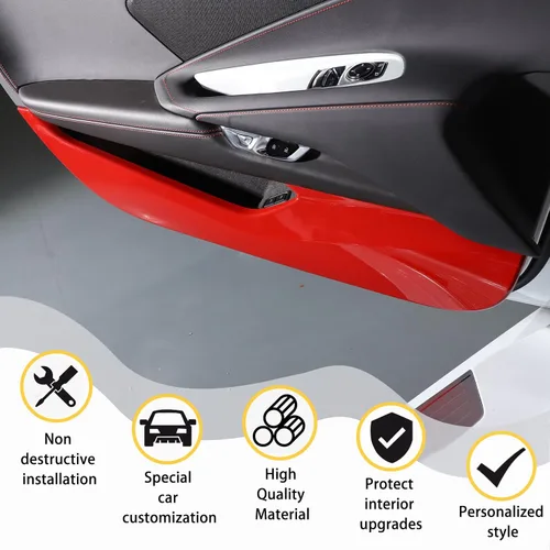 Vista 4 de CHEAYAR Kit Anti Patadas de Panel de Puerta Interior de Automóvil Compatible con Corvette C8 Stingray 2020 2021 2022 2023 Cubierta Protectora