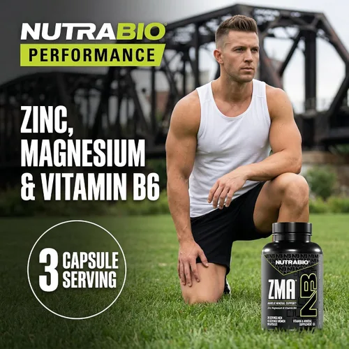 Vista 4 de NutraBio ZMA Suplementos para hombres y mujeres - Suplementos de zinc y magnesio para apoyar los niveles hormonales - Dormir - Recuperación muscular