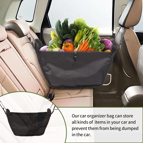 Vista 4 de Organizador de asiento de automóvil – Bolsa de viaje de almacenamiento de asiento de pasajero de gran capacidad, portátil, plegable y plegable