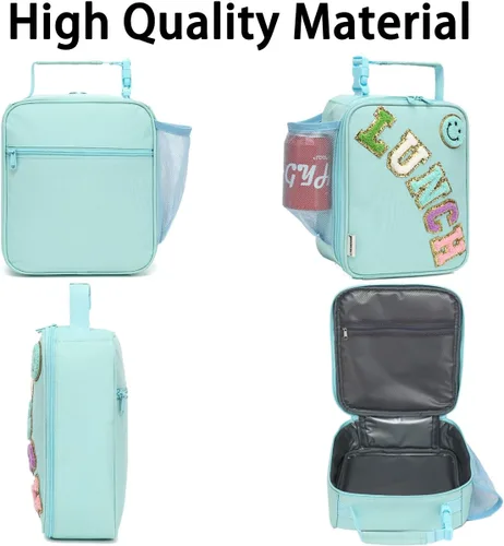 Vista 5 de GYEUKHAM Bolsa de Almuerzo Aislada para Mujeres, Niñas, Adolescentes, Bolsa de Almuerzo para Niños Grande con Aislamiento, Grande, Reutilizable