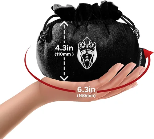 Vista 3 de CardKingPro Bolsas para Dados Inmensos con Bolsillos - Negro - Capacidad para más de 150 Dados - Ideal para Acaparadores de Dados [Diseño Patentado]