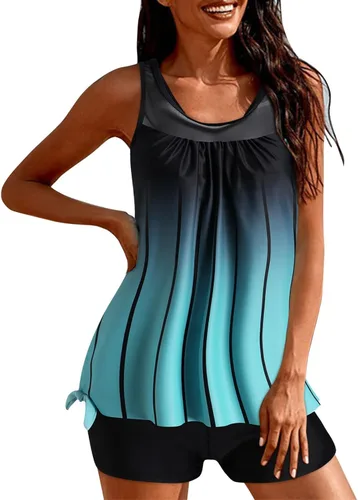 Vista 3 de kangguolai Sujetadores de natación para debajo de los trajes de baño para mujer con pantalones cortos, atléticos, de dos piezas, camisas góticas