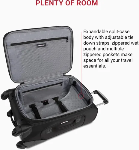 Vista 5 de SwissGear - Equipaje suave expandible Sion con ruedas, Negro