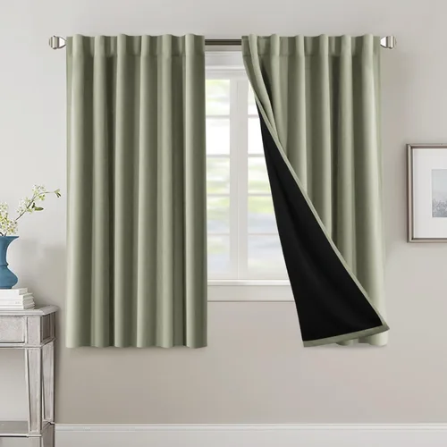 Vista 131 de H.VERSAILTEX Cortinas 100% opacas para dormitorio con forro negro, cortinas de oscurecimiento de habitación completa, con aislamiento térmico