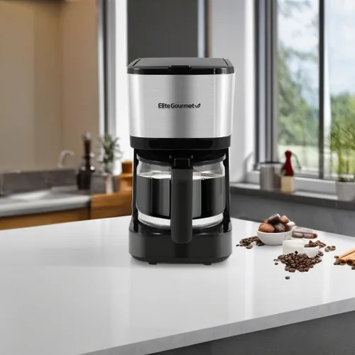 Vista 5 de Elite Gourmet EHC9420 Cafetera automática de 5 tazas para preparar café por goteo con filtro reutilizable, pausa y sirve, interruptor de Acero