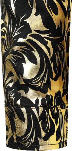 Vista 7 de ZEROYAA Men's Luxury Paisley Floral Printed Button Down Shirt Zhcl36-negro oro