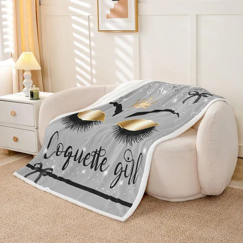 Vista 9 de Erosebridal Manta de vellón de pestañas de 40 x 50 pulgadas, hermosa manta de maquillaje femenino para niñas y mujeres, decoración de dormitorio