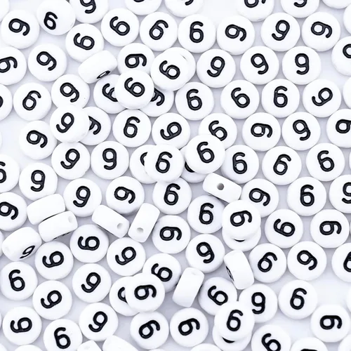 Vista 7 de 300 piezas de cuentas de número 0 redondas de 4x7mm, cuentas de número acrílico individual para hacer pulseras con dijes