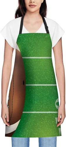 Vista 2 de oFloral Delantal de campo de fútbol americano y pelota, unisex, ajustable, delantal de chef de cocina, delantal para mujeres y hombres para cocina