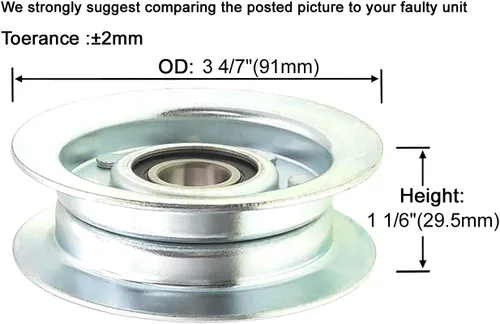 Vista 2 de q&p La polea tensora plana exterior de 3-5/8 pulgadas OD reemplaza a John Deere GY22172 GY20067 78-118 280-085 B1JD22 6203-2RS C3 Rodamiento Se