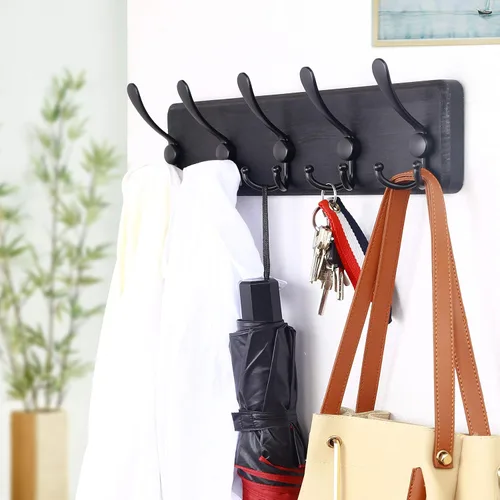 Vista 4 de WEBI Perchero de pared, ganchos para abrigos de pared rústicos, 16" de orificio a orificio, gancho grande para colgar en la pared, perchero