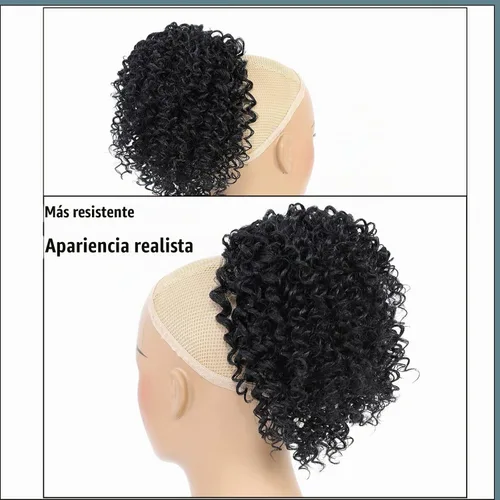 Vista 5 de Cola de caballo con cordón para mujeres negras, extensión de cola de caballo negra rizada para mujeres negras, extensiones de cabello sintético 1b