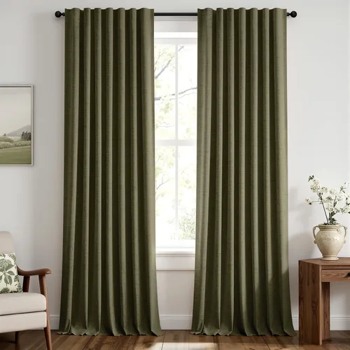 Vista 43 de MIULEE Cortinas de lino 100% opacas para dormitorio, marfil sólido, decoración de lujo, aislamiento térmico, cortinas oscurecedoras para sala