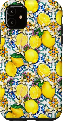 Vista 8 de Citrus Fruit Lemons Blue Tile Gardencore Farmcore Pattern Case for iPhone 17
