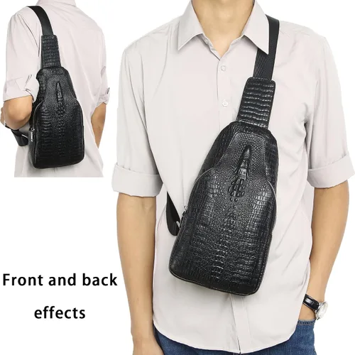 Vista 98 de LUKZIJAES Bolso bandolera de cuero genuino para hombre