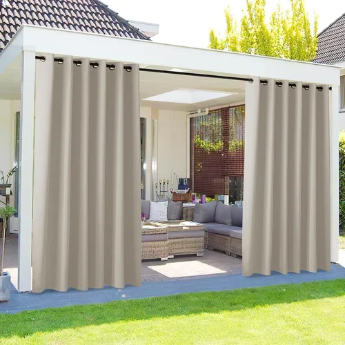 Vista 159 de NICETOWN Cortina para Exteriores para Patio Impermeable de 84 Pulgadas de Ancho, Aislamiento Térmico con Ojales Antioxidantes Bloqueo UV Cortina