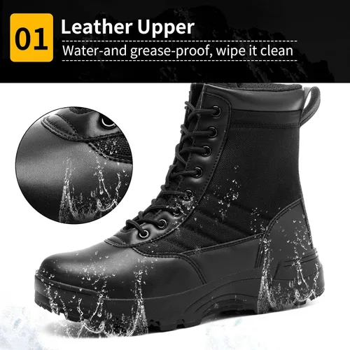 Vista 2 de Botas de trabajo tácticas militares para hombre, botas de combate de montañismo