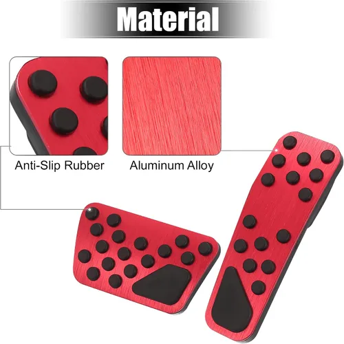 Vista 5 de X AUTOHAUX Cubiertas antideslizantes para pedal de acelerador de gas y freno de aleación de aluminio sin perforación, almohadillas de pedal