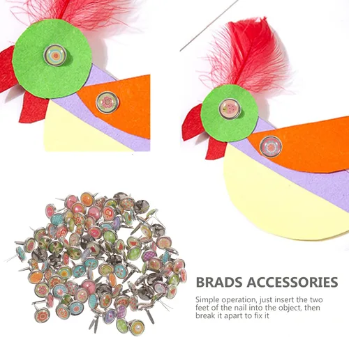 Vista 4 de Amosfun 100 piezas Mini Brads Metal Scrapbooking brads sujetadores de papel para manualidades DIY 0.354 in