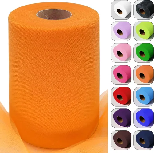 Vista 51 de Rollos de tela de tul verde ácido de 6 pulgadas por 100 yardas (300 pies) Cinta de tul para tutú, falda, envoltorio de regalo, decoración de boda