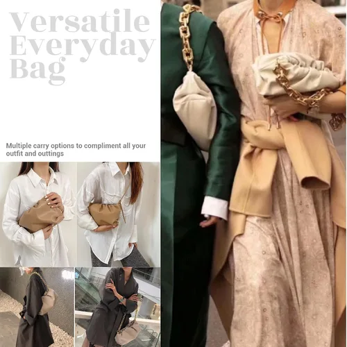 Vista 5 de Bolsa de cadena para mujer Bolso de mano con forma de nube Bolso de hombro con eslabones de cadena fruncidos