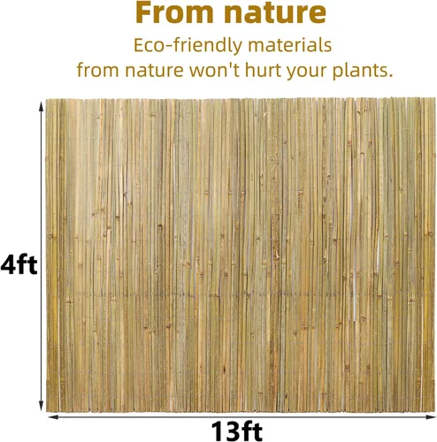 Vista 3 de Rejilla de Listones de Bambú Natural, Panel de Valla de Bambú de 4 Pies x 13 Pies para Valla de Privacidad de Jardín para Interior o Exterior