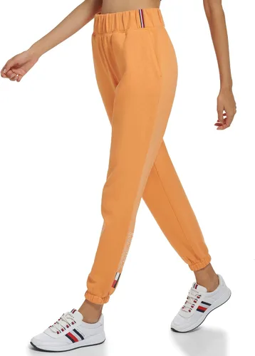 Vista 2 de Tommy Hilfiger Pantalón deportivo con cintura elástica y puños para mujer, con bolsillos inclinados, rayas globales en la cintura