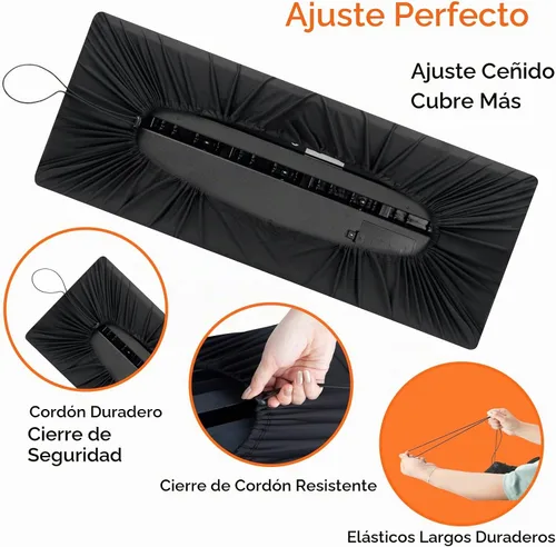 Vista 2 de Cubierta antipolvo para teclado de piano de 61 teclas, funda para teclado electrónico a prueba de suciedad con elástico duradero y bloqueo de cable