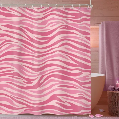 Vista 14 de Riyidecor Cortina de Ducha con Estampado de Leopardo Negro y Rosa Cabina Pequeña RV Estrecha Linda Femenina Moderna Trendy Simple Guepardo 36Wx72H