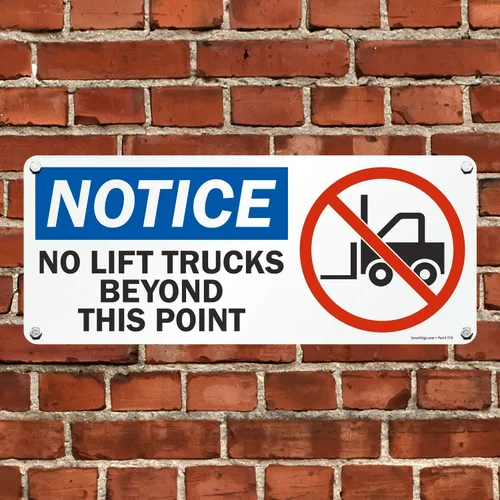 Vista 4 de SmartSign Letrero "Aviso - No Lift Trucks Beyond This Point" Aluminio de 10 x 24 pulgadas