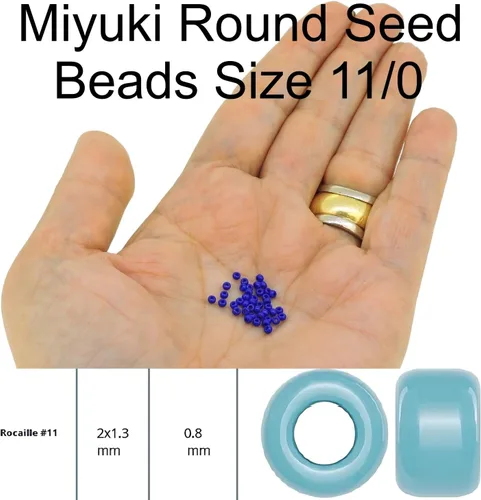 Vista 2 de Cuentas de vidrio transparente AB transparente Miyuki 11/0 rocailles color azul claro, 0.85 oz