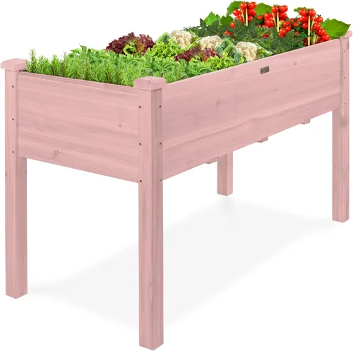 Vista 24 de Best Choice Products Cama de jardín elevada de 48 x 24 x 30 pulgadas con profundidad extra profunda de 16 pulgadas, soporte para maceta de madera