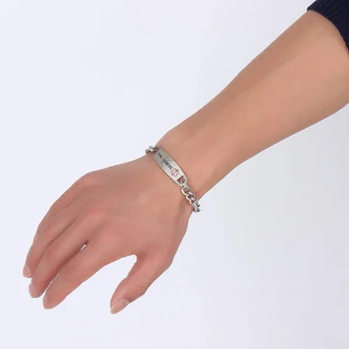 Vista 5 de TTVOVO Pulseras de identificación de alerta médica para hombres y mujeres, de acero inoxidable, SOS, pulseras médicas de emergencia, pulsera
