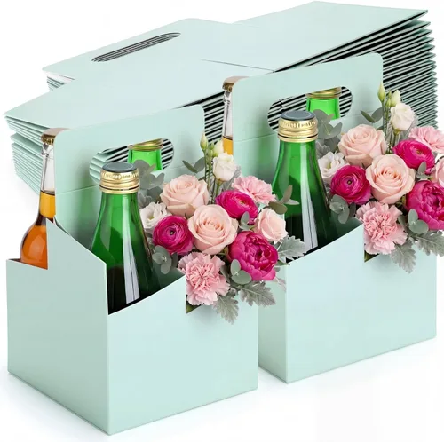 Vista 10 de Jetec 50 piezas Portador de bebidas de 4 tazas con asa, portador de cerveza de cartón kraft, portavasos desechable para bebidas calientes o frías