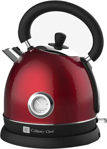 Vista 6 de CULINARY CHEF Tetera eléctrica retro con tecnología Speed Boil, sin BPA, 1.8, acero inoxidable, color negro