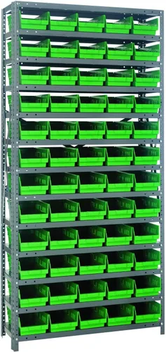 Vista 225 de Quantum QSBU-245BK Heavy Duty Shelving Unit with (7) Shelves and (24) QUS245 Black Bins for Garage Warehouse Storage Distribution 400 lb Load
