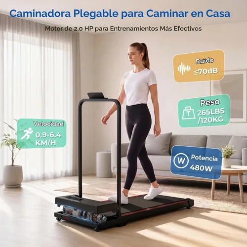 Vista 4 de Almohadilla para caminar, caminadora con barra de mango, cintas de correr plegables para el hogar, interiores, debajo del escritorio, almohadillas