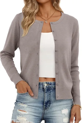 Vista 25 de Trendy Queen Women's Lightweight Knit Cardigan Gris Melange