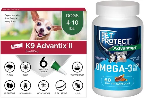 Vista 10 de Paquete de perros pequeños K9 Advantix II Perros de 4 a 10 libras Suministro de 6 meses + multivitamínico diario Pet Protect para perros 60