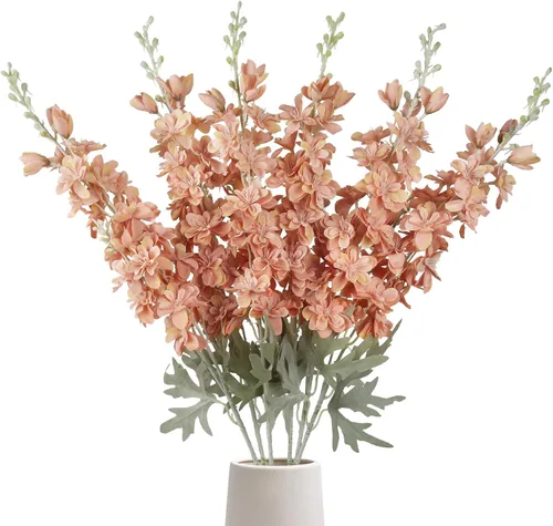 Vista 27 de IPOPU Flores Falsas Delphinium de 33.5 pulgadas, Flores Artificiales de Seda, 6 Piezas Azul Claro Larkspur Flores Artificiales de Tallo Largo